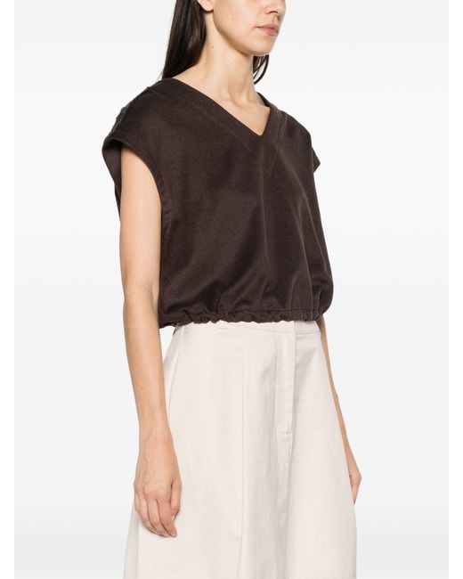 Herno Brown Polyester Modal Wool Blouse