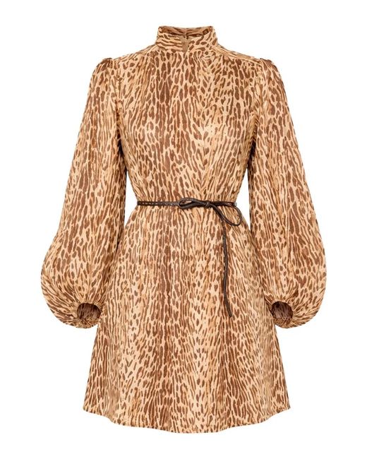 Zimmermann Natural Animal Print Mini Dress