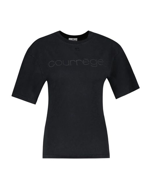 Courreges Black Courregès Cotton T-Shirt