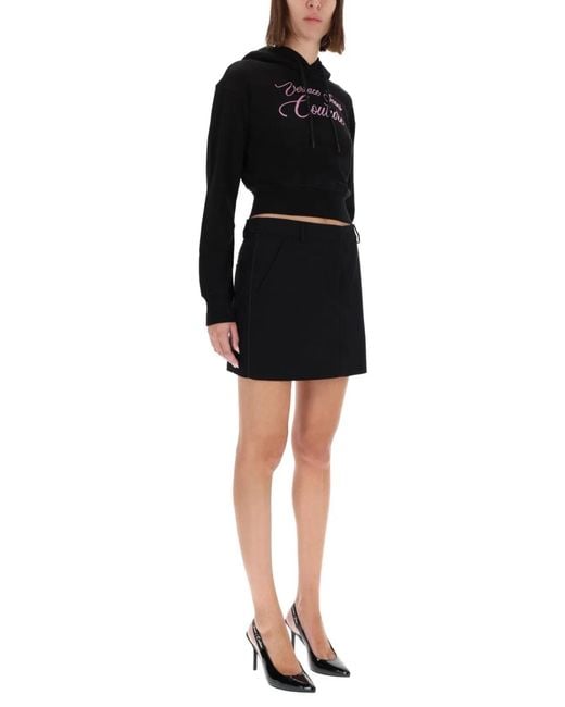 Versace Jeans Couture Black Cropped Sweatshirt With Logo