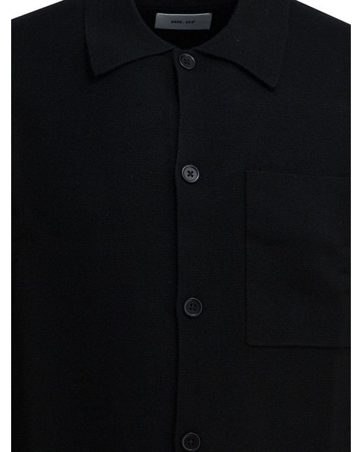 NN07 Black Wool Acrylic Blend Polo Shirt for men