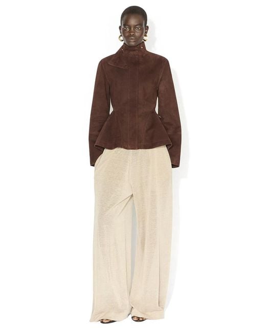 Alaïa Brown Alaia Peplum-Cut Goatskin Suede Jacket