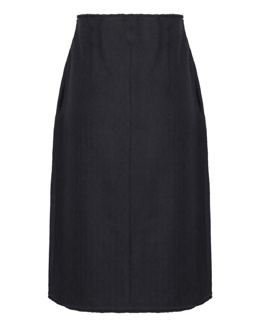 Prada Blue Chevron Wool Midi Skirt