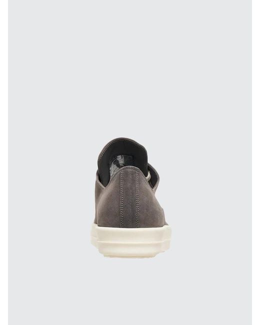 Rick Owens Gray Extreme Low Sneaks Dark Leather Shoes for men