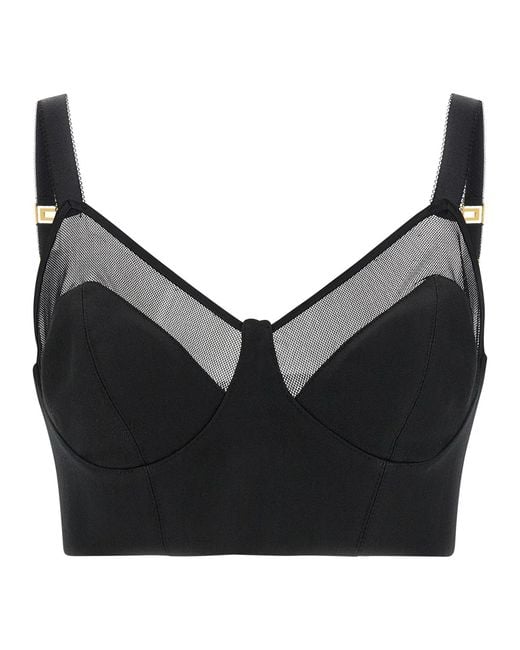 Elisabetta Franchi Black Cool Wool And Tulle Top