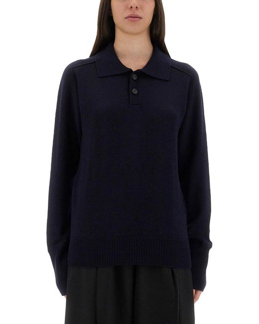 Studio Nicholson Blue "Inverness" Shirt With Polo Collar