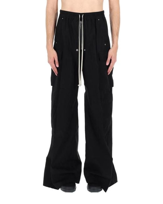 Rick Owens Black Cotton Trousers for men