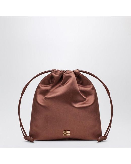 Miu Miu Brown Cocoa-Coloured Satin Pouch