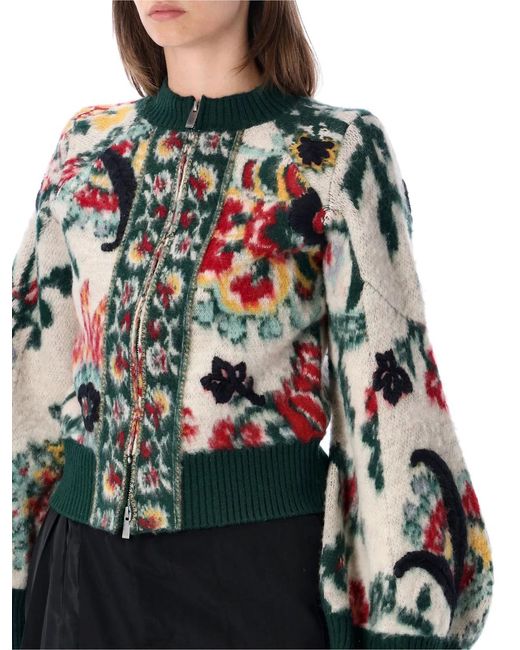 Sacai Black Floral Jacquard Cardigan