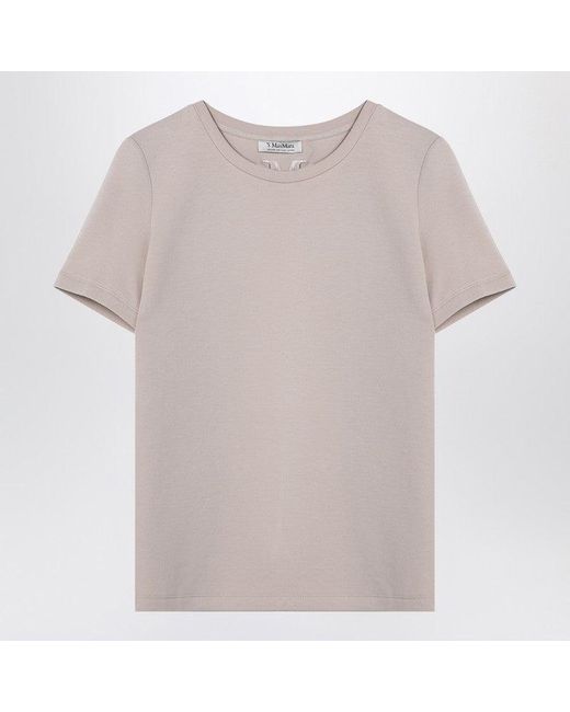 Max Mara Multicolor Écru Cotton-Blend T-Shirt