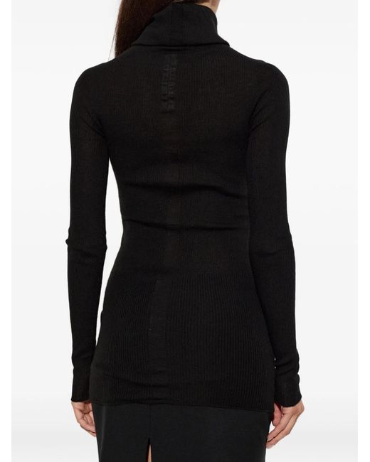Rick Owens Black Wool Turtle-Neck Sweater