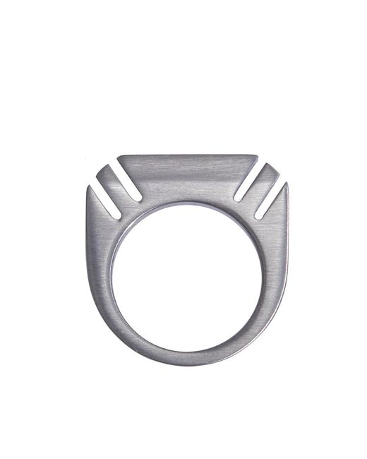 Rick Owens Metallic Cut Beveled Ring for men