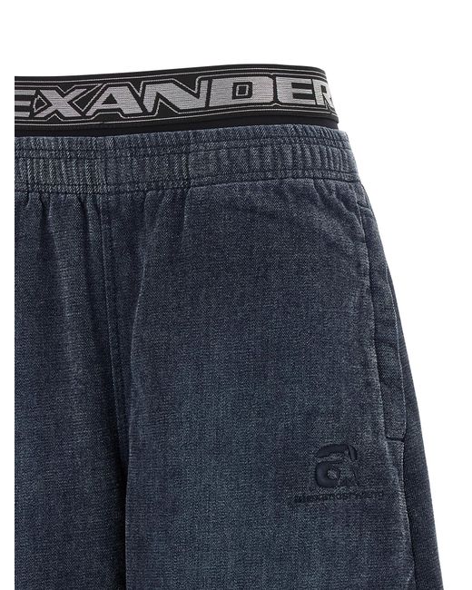 Alexander Wang Blue Denim Pants With Elastic Waistband