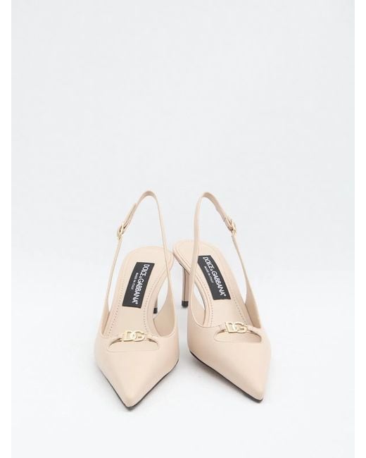 Dolce & Gabbana Pink Dolce & Gabbana Leather Pumps With Logo