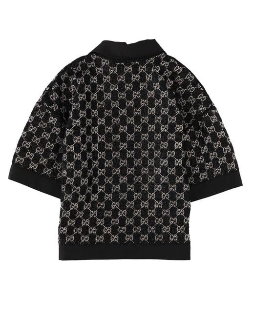 Gucci Black Gg Top With Crystals