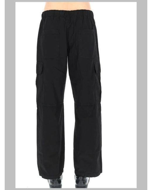 Palm Angels Black Pantalone Cargo "Curved Logo" for men