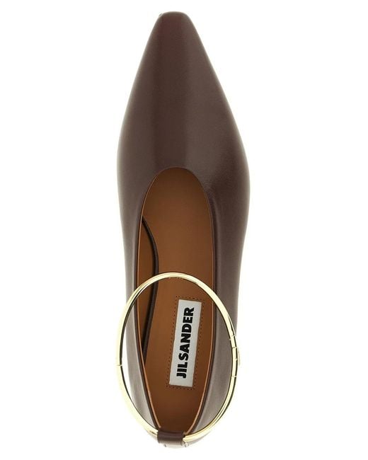 Jil Sander Brown 'Ring' Ballet Flats