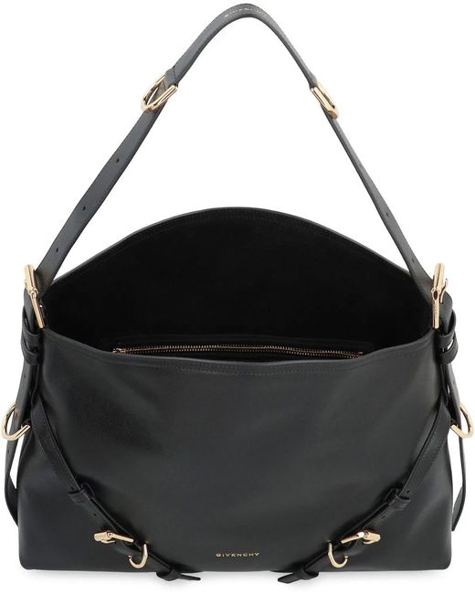 Givenchy Black Voyou Media Leather Shoulder Bag