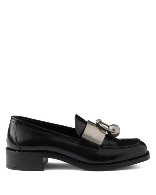 Prada Black Brushed Leather Loafers