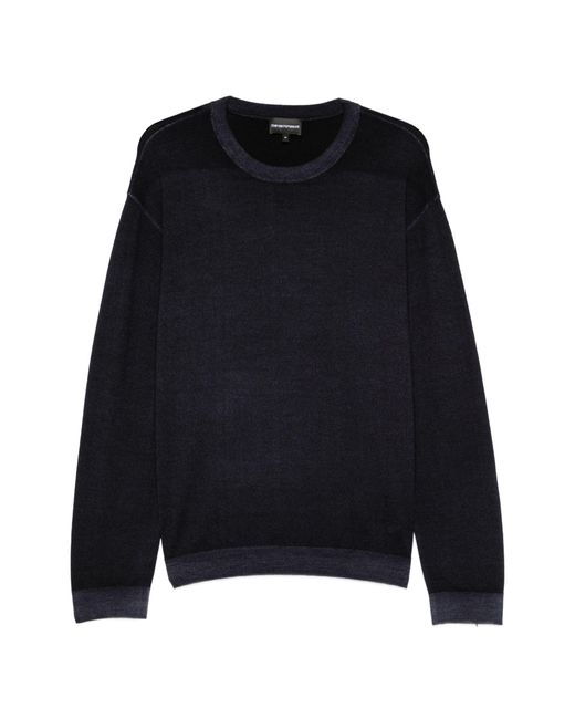 Emporio Armani Blue Dark Virgin Wool Pullover for men