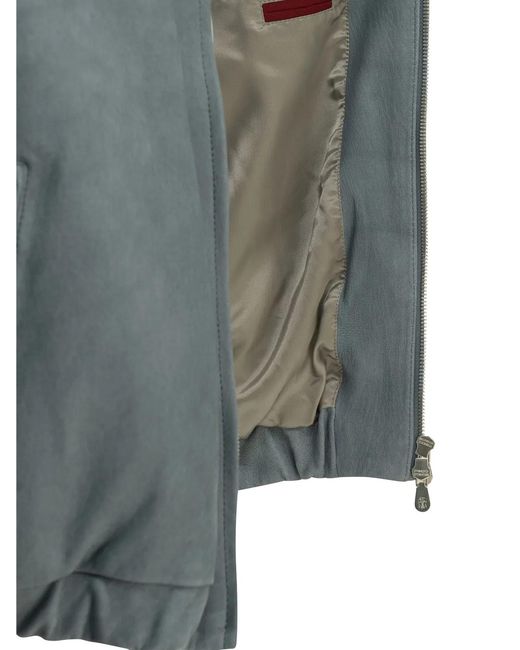 Brunello Cucinelli Gray Nubuck Leather Jacket for men