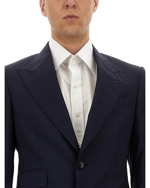 Tom Ford Blue Abito Grand Overcheck Shelton for men
