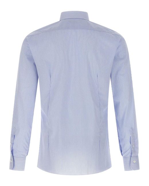 Barba Napoli Blue Striped Shirt for men