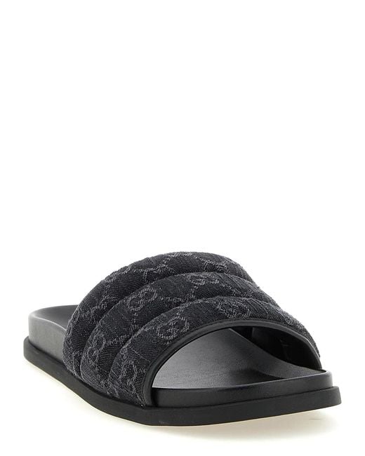 Gucci Black Gg Denim Slides for men