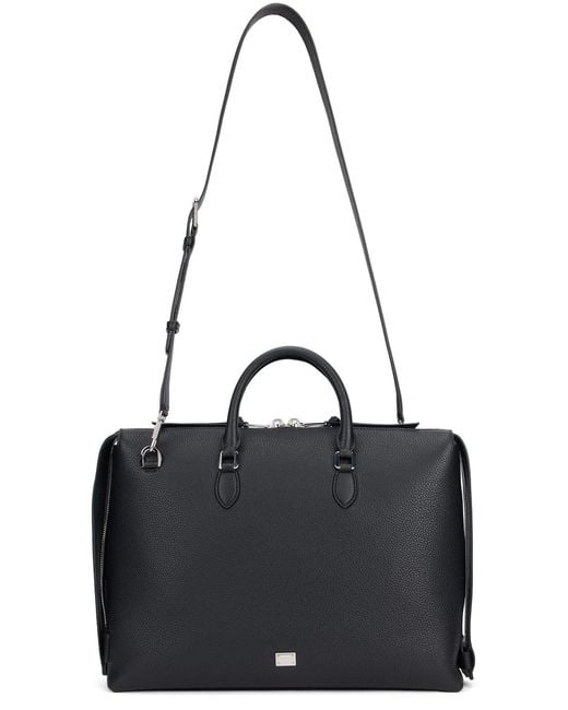 Dolce & Gabbana Black Dolce & Gabbana Pebbled-Leather Briefcase for men