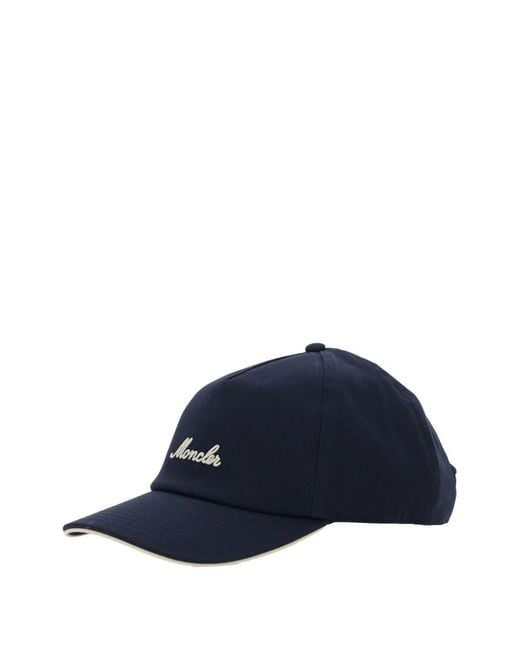 Moncler Blue Cotton Baseball Cap for men