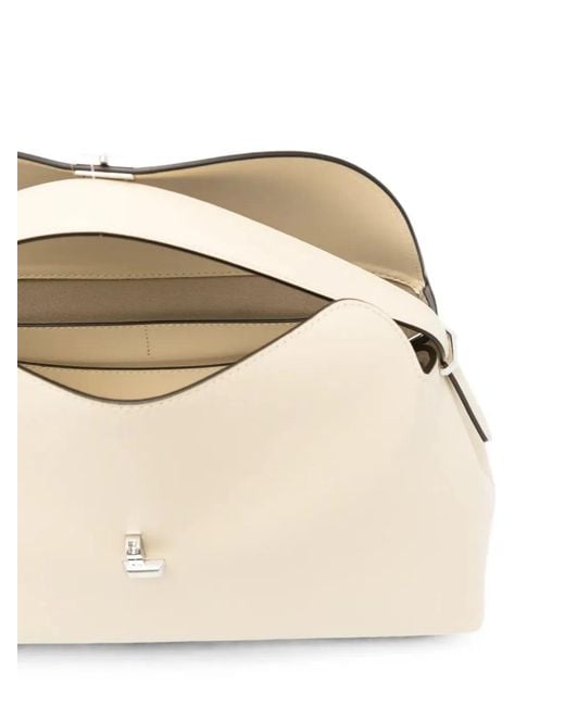 Totême Natural "T-Lock" Leather Top Handle Bag