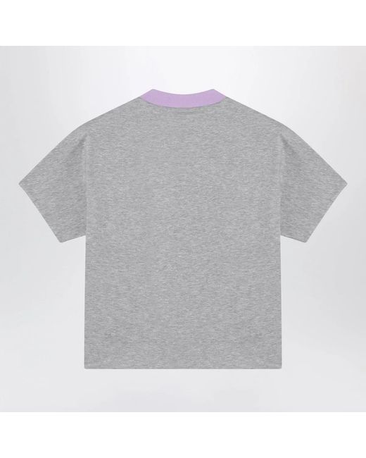 Versace Gray Reversible/Lilac Cotton Jersey T-Shirt