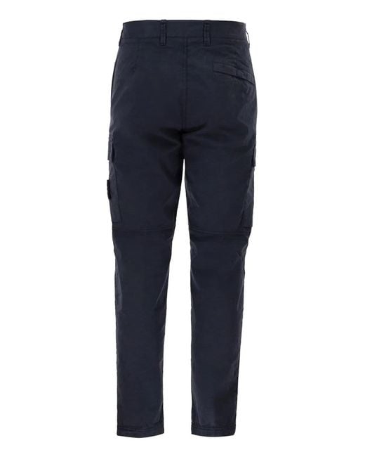 Stone Island Blue Regular Tapered Fit Cargo Trousers for men