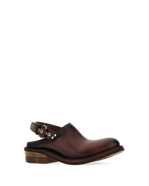 Miu Miu Brown Chocolate Leather Foule Slippers