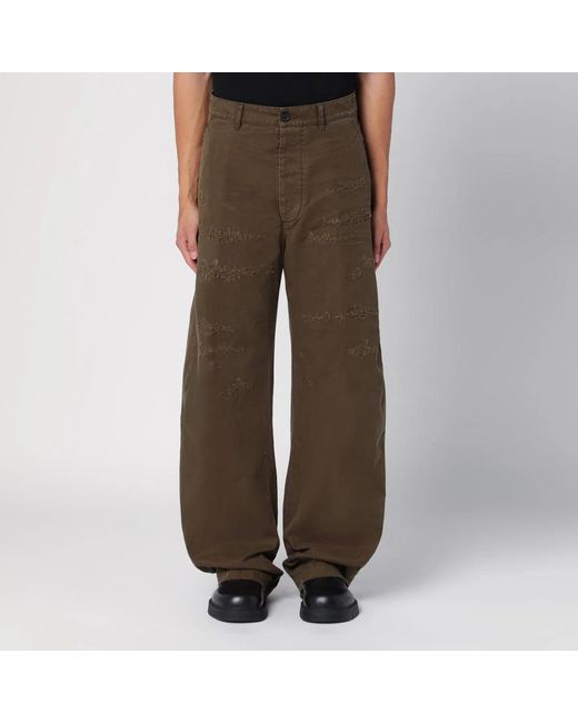 DSquared² Brown Military Wide Trousers With Wear for men