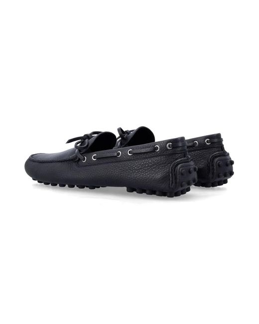 Prada Black Grid Leather Loafers for men