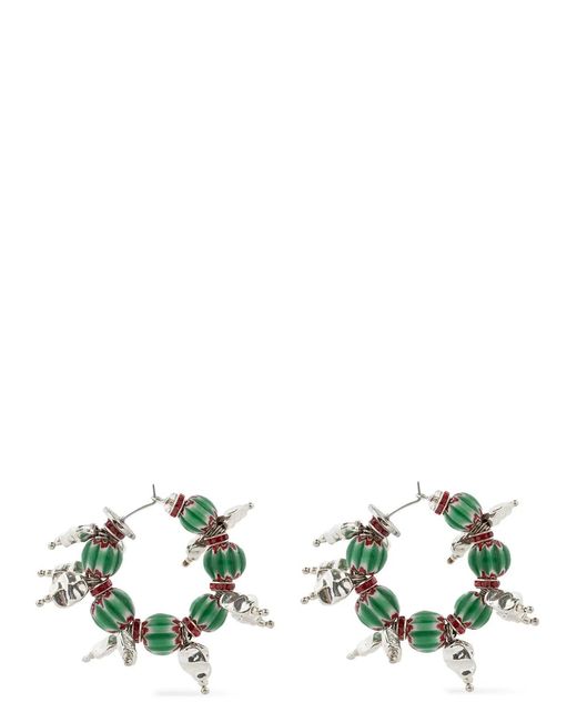 Dries Van Noten Green Rings Earrings With Beads