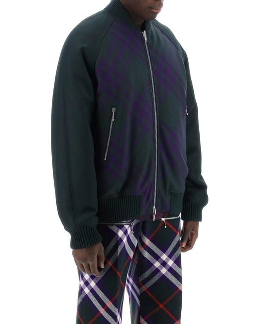 Burberry Blue Reversible Bomber Jacket for men
