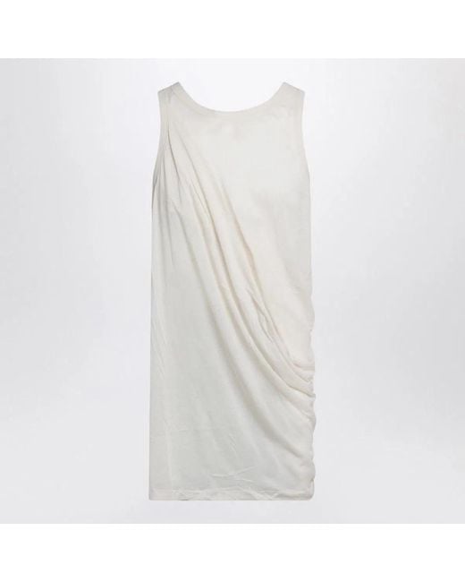 Rick Owens White Ivory Tank Top With Draping for men