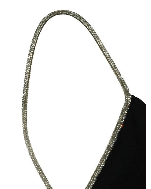 Tom Ford Black Crystal Chain Embroidery Satin Dress