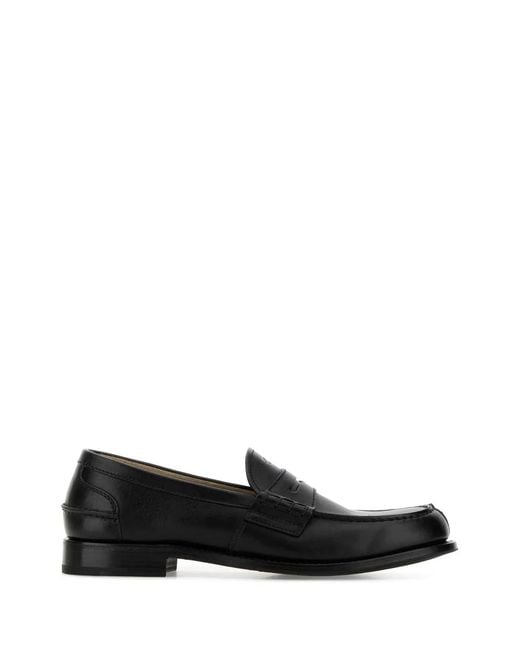 Prada Black Classic Leather Loafers for men