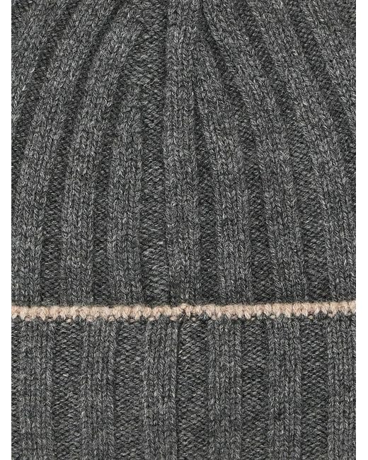 Brunello Cucinelli Gray Cashmere Turn-Up Beanie for men