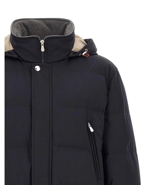 Brunello Cucinelli Blue Quilted Parka for men