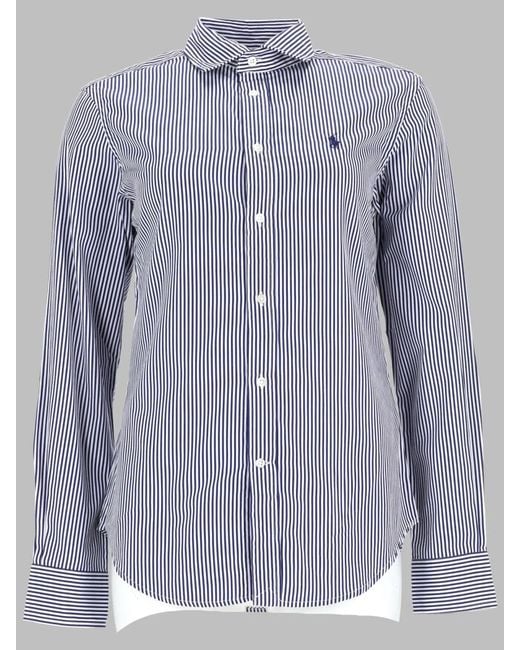 Polo Ralph Lauren Blue Camicia A Righe Con Logo