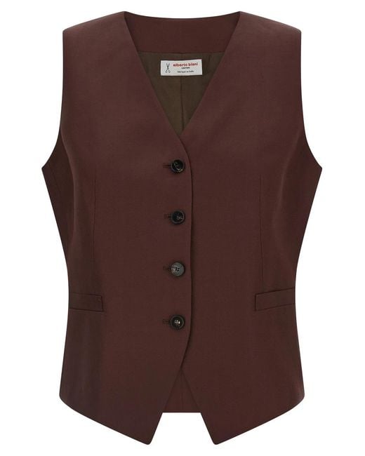 Alberto Biani Brown Viscose And Linen Vest