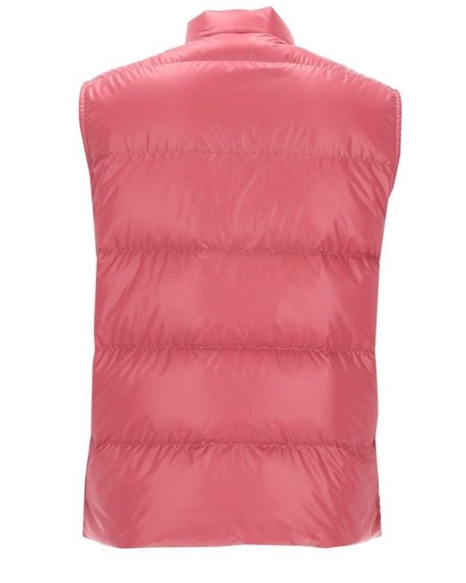 Moncler Pink Gilet Restigo Con Logo for men