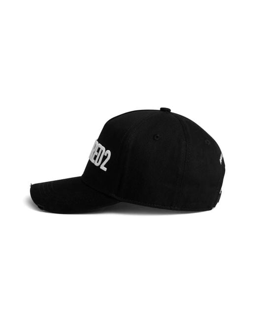 DSquared² Black Cotton Baseball Cap for men