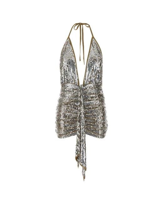 DSquared² White All Over Paillettes Dress