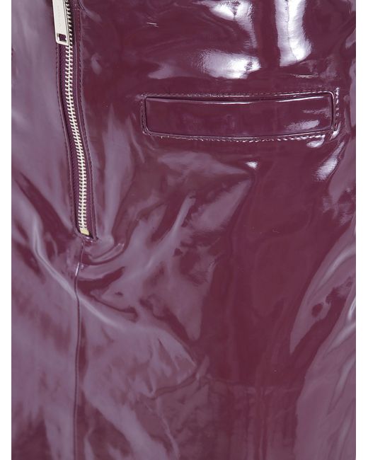 Self-Portrait Purple Faux Leather Skirt