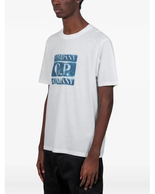 C P Company White C.P.Company Short-Sleeve T-Shirt With Logo Detailing for men